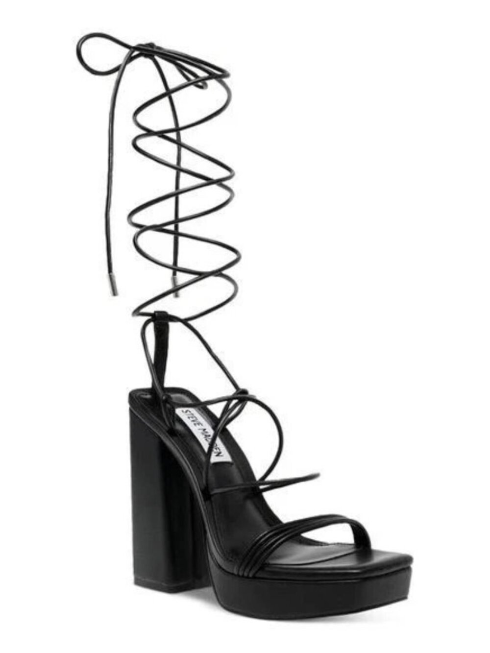 Steve Madden Manzie Platform Ankle-Tie Sandal | Black | Size 9.5 - Picture 2 of 11
